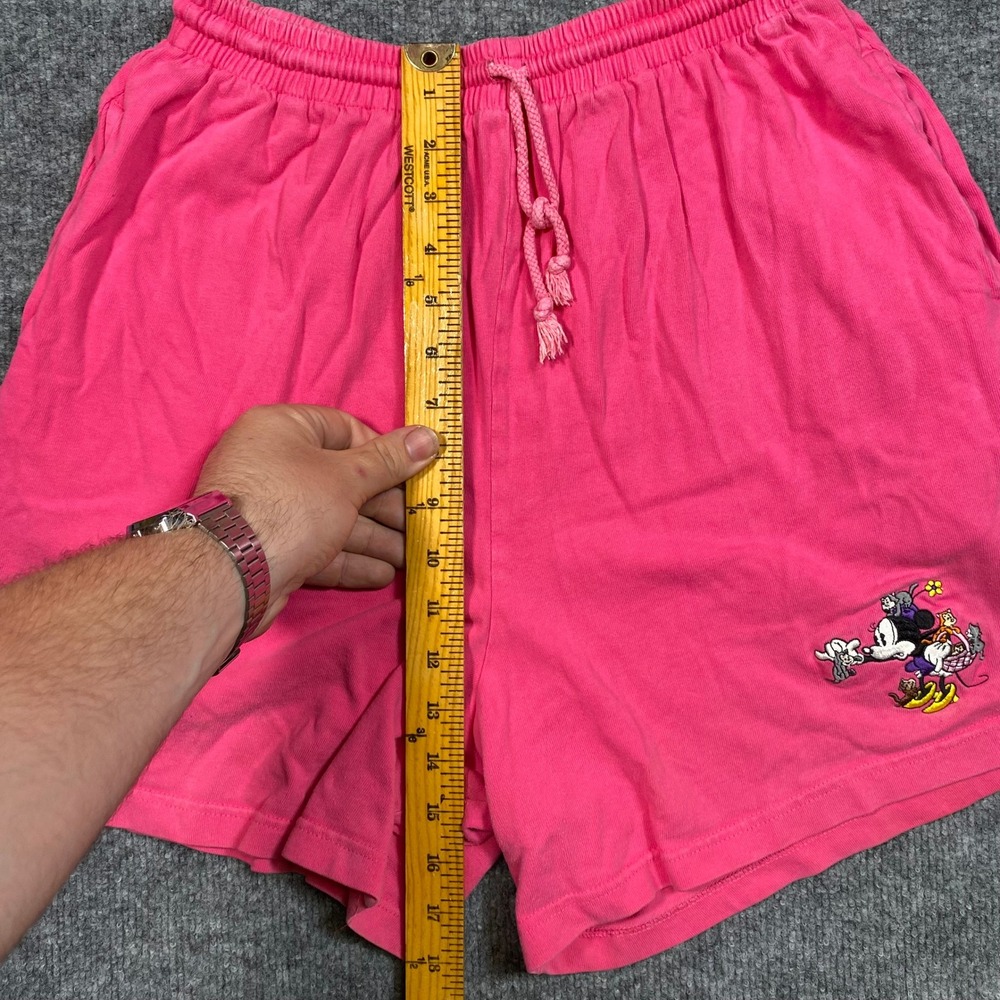 Disney Store Minnie Mouse Kitten Embroidered Pink Cotton Lounge Shorts Womens L‎ - Picture 4 of 9